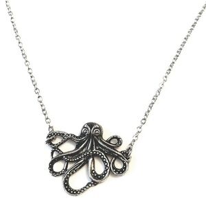 Octopus Pendant Necklace Silver Tone Nautical Ocean Animal Gift